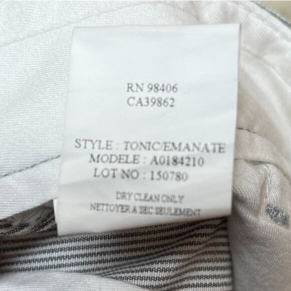 Theory Linen Pinstripe Tapered Leg Pants Mid Rise Blue White Size 31 - Picture 9 of 9